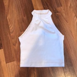 Form fitting white ribbed cropped tank top